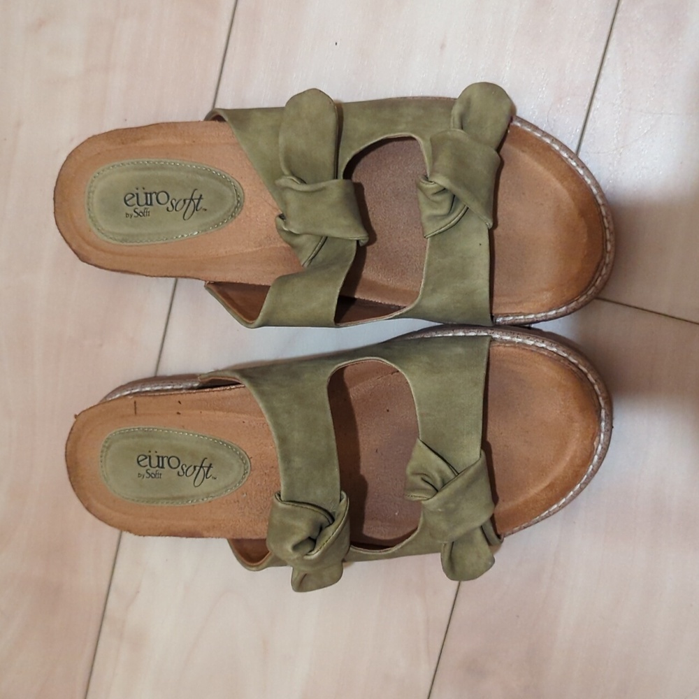 Green slide sandals